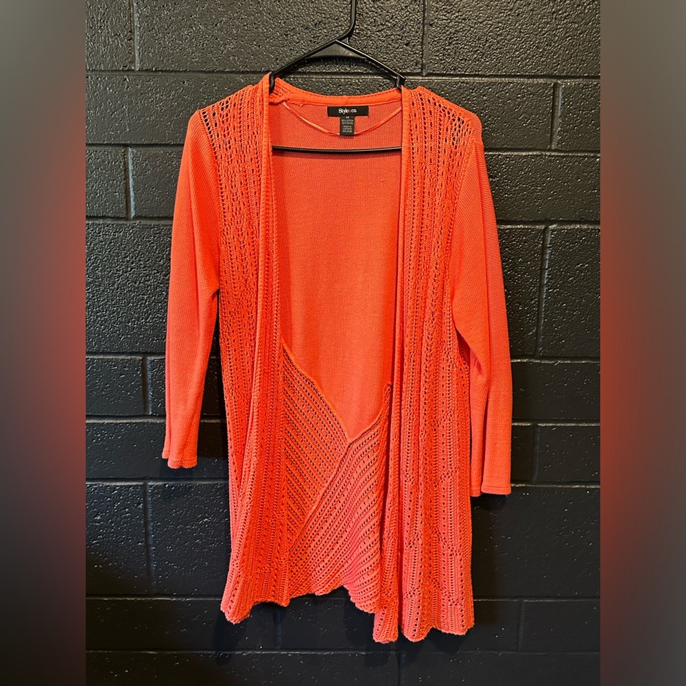 Style & Co 🌷Vibrant Orange Open-Front Cardigan Size Medium